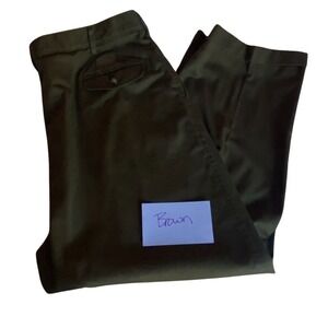 Excellent Haggar Men's Brown Pleated Dress Pants Size 42 Straight Leg Casual
